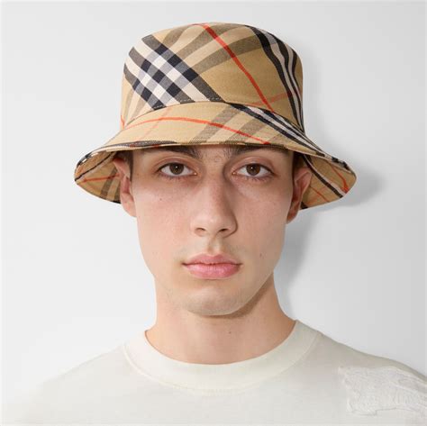 Check EKD Cotton Blend Bucket Hat in Sand 